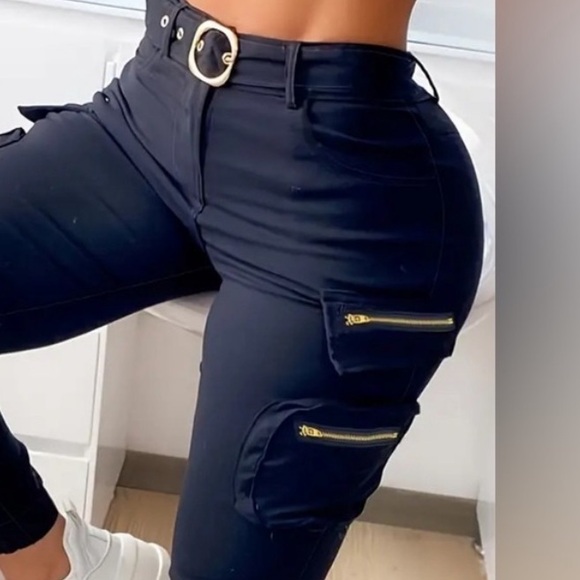 New! Cargo Belt Pants with Stylish Zipper Pockets - Slim Fit - Picture 2 of 14